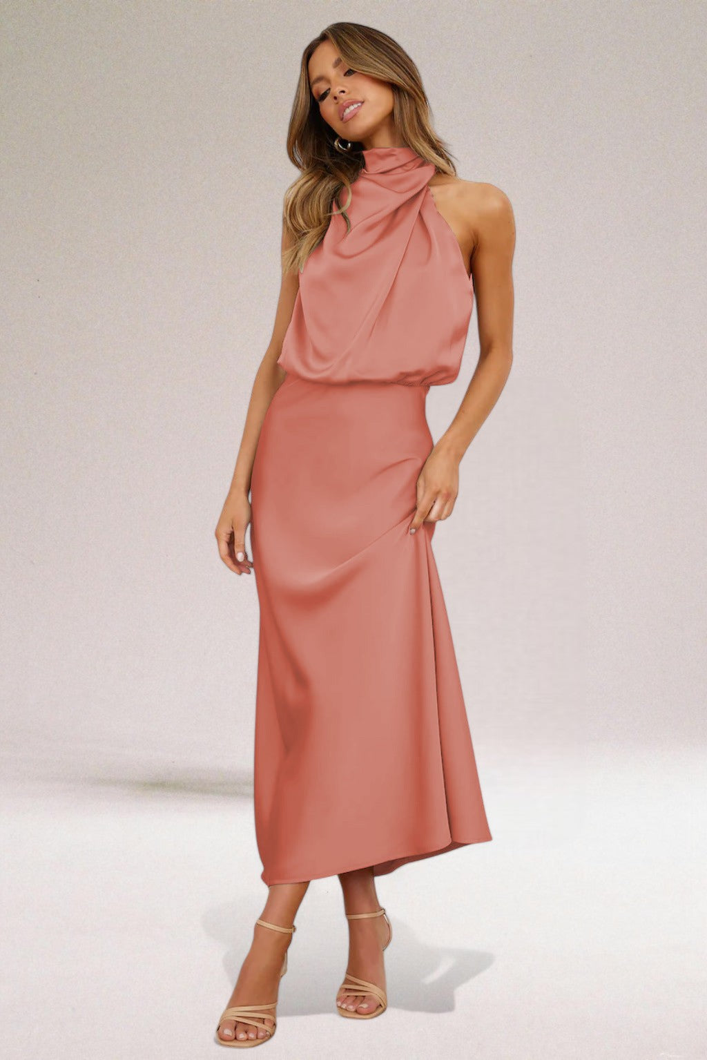 Women's Elegant Halter-Neck Maxi Dress