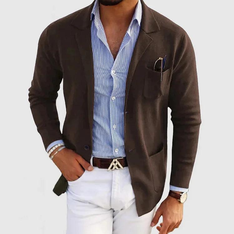 Cardigan da uomo con revers e tasche