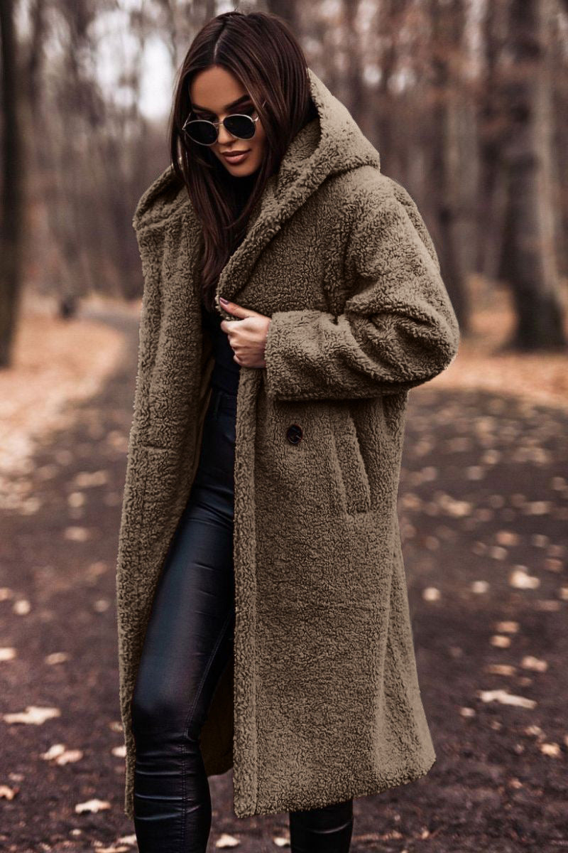 Cappotto invernale lungo da donna con cappuccio, oversize | Caldo, per tutti i giorni e per le passeggiate