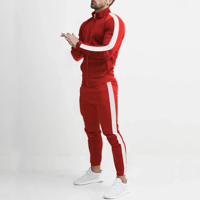 Pantaloni da tuta da uomo, completo slim fit con felpa con zip e pantaloni affusolati