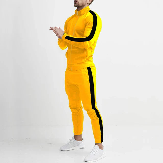 Pantaloni da tuta da uomo, completo slim fit con felpa con zip e pantaloni affusolati