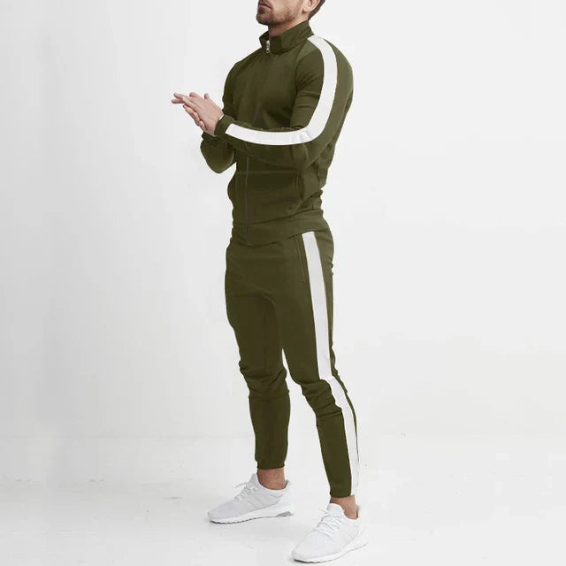 Pantaloni da tuta da uomo, completo slim fit con felpa con zip e pantaloni affusolati