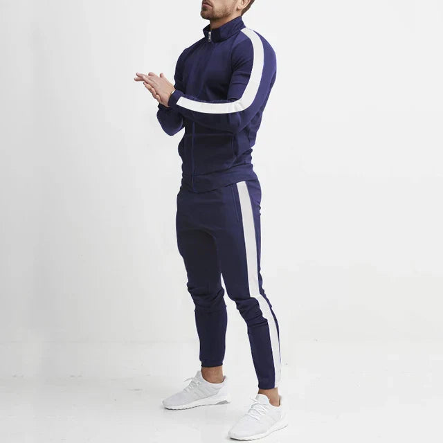 Pantaloni da tuta da uomo, completo slim fit con felpa con zip e pantaloni affusolati