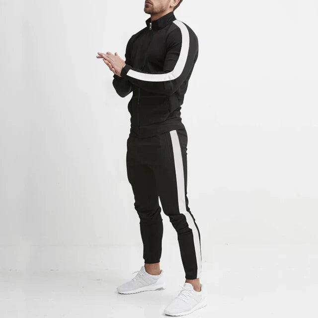 Pantaloni da tuta da uomo, completo slim fit con felpa con zip e pantaloni affusolati