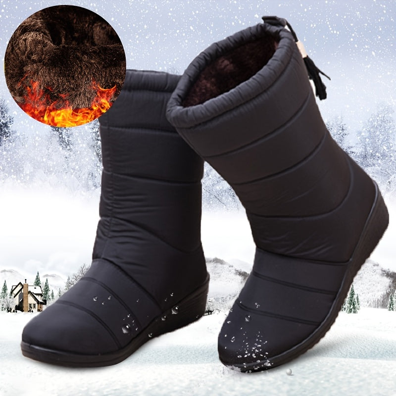 Bottes de neige pour femme, doublées et montant jusqu’au mollet | chaussures d’hiver antidérapantes