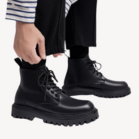 Męskie Buty Zimowe Sznurowane Botki Styl Wojskowy