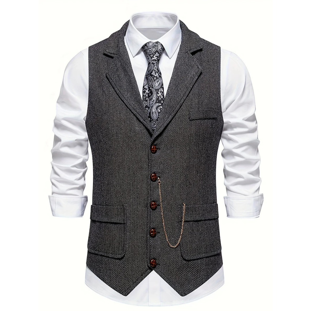 Gilet da uomo con scollo a V e bottoni