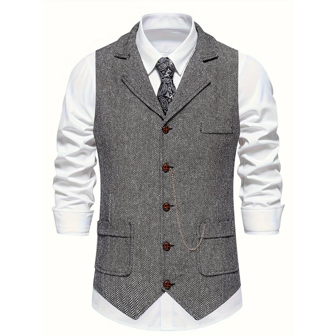 Gilet da uomo con scollo a V e bottoni