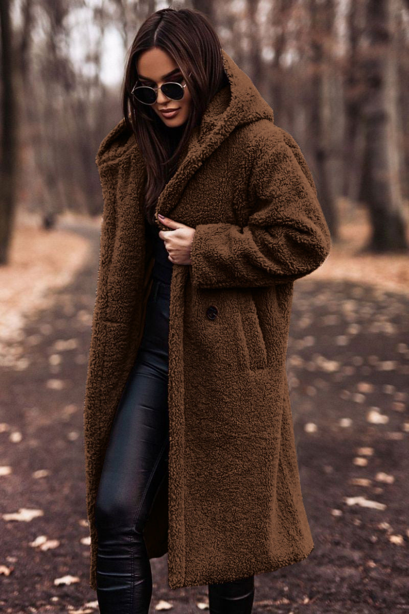 Cappotto invernale lungo da donna con cappuccio, oversize | Caldo, per tutti i giorni e per le passeggiate