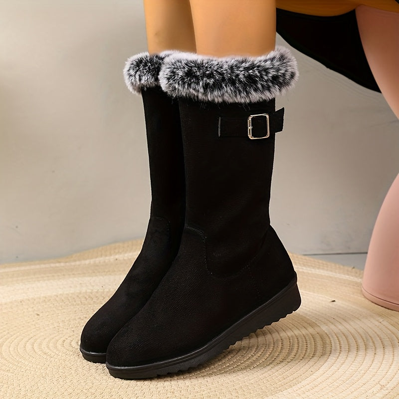 Bottes de neige pour femme, doublées | chaussures d’hiver à fermeture éclair et antidérapantes