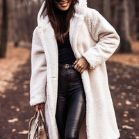 Cappotto invernale lungo da donna con cappuccio, oversize | Caldo, per tutti i giorni e per le passeggiate