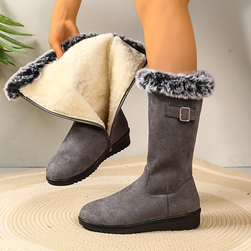 Bottes de neige pour femme, doublées | chaussures d’hiver à fermeture éclair et antidérapantes