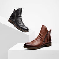 Bottines en cuir pour homme avec fermeture éclair latérale
