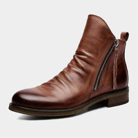 Bottines en cuir pour homme avec fermeture éclair latérale