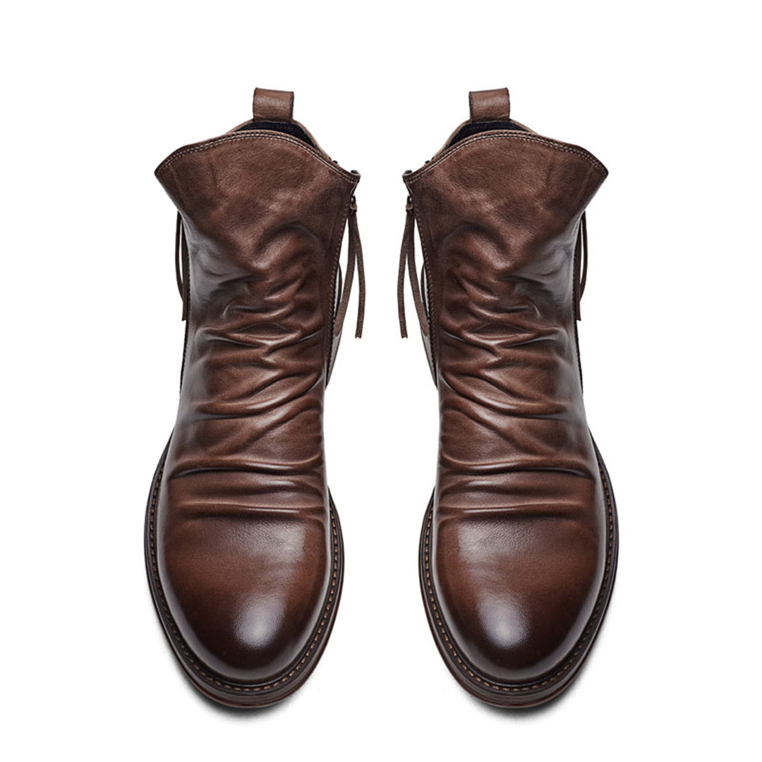 Bottines en cuir pour homme avec fermeture éclair latérale