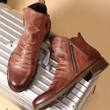 Bottines en cuir pour homme avec fermeture éclair latérale