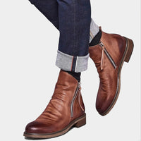 Bottines en cuir pour homme avec fermeture éclair latérale