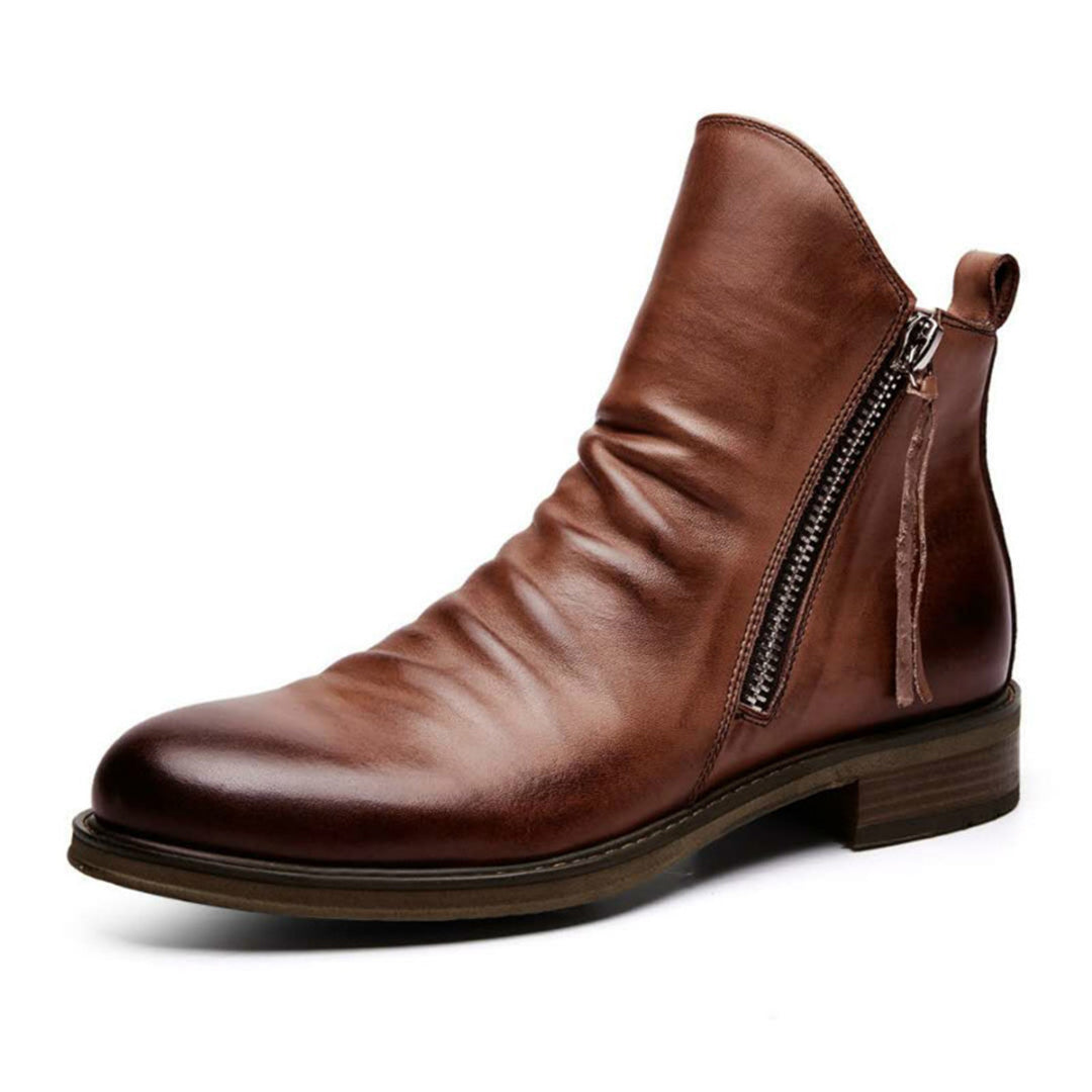 Bottines en cuir pour homme avec fermeture éclair latérale
