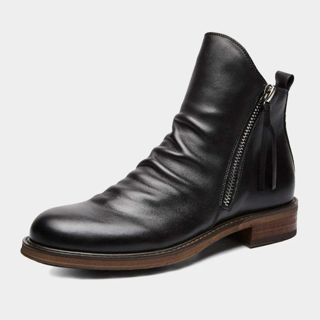 Bottines en cuir pour homme avec fermeture éclair latérale