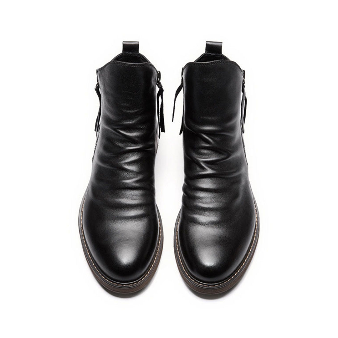 Bottines en cuir pour homme avec fermeture éclair latérale