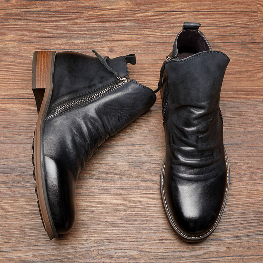 Bottines en cuir pour homme avec fermeture éclair latérale