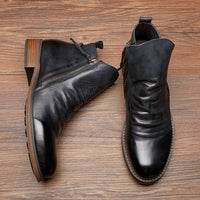 Bottines en cuir pour homme avec fermeture éclair latérale