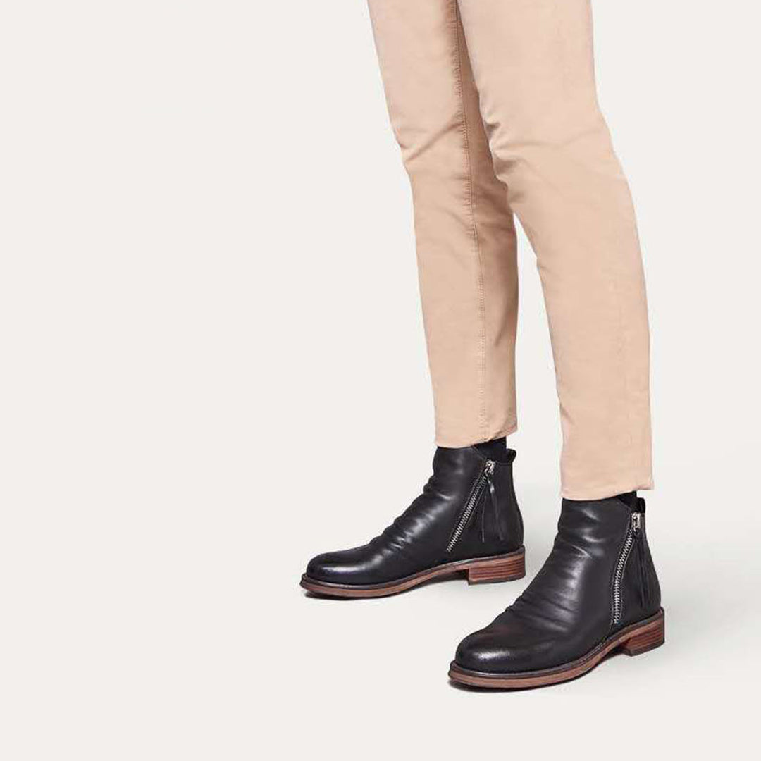 Bottines en cuir pour homme avec fermeture éclair latérale