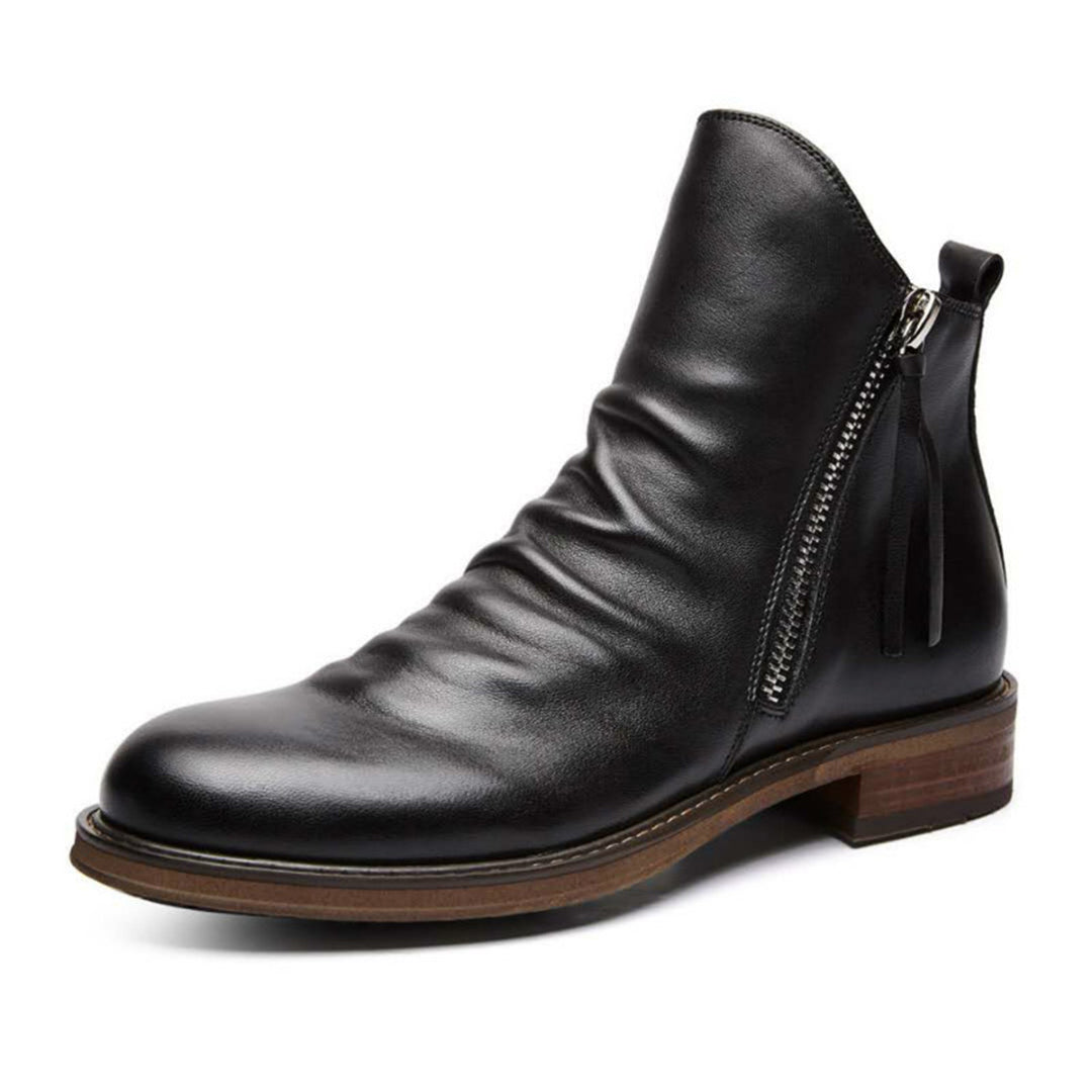 Bottines en cuir pour homme avec fermeture éclair latérale