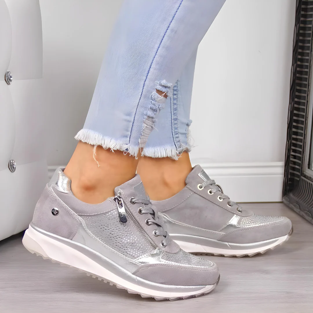 Chaussures pour femme à lacets avec fermeture éclair