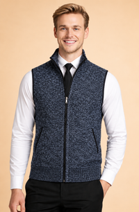 Classico cardigan smanicato da uomo con cerniera - Quinn