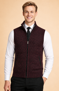 Classico cardigan smanicato da uomo con cerniera - Quinn