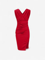 Robe longue ajustée sans manches pour femme avec décolleté en V et fente