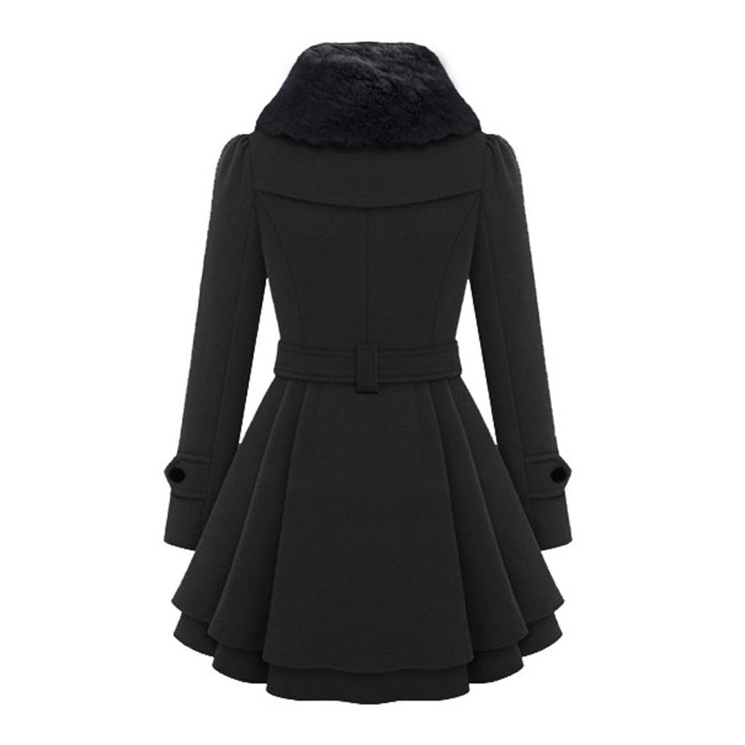 Geacă de iarnă elegantă de damă | La două rânduri de nasturi, cu cordon
