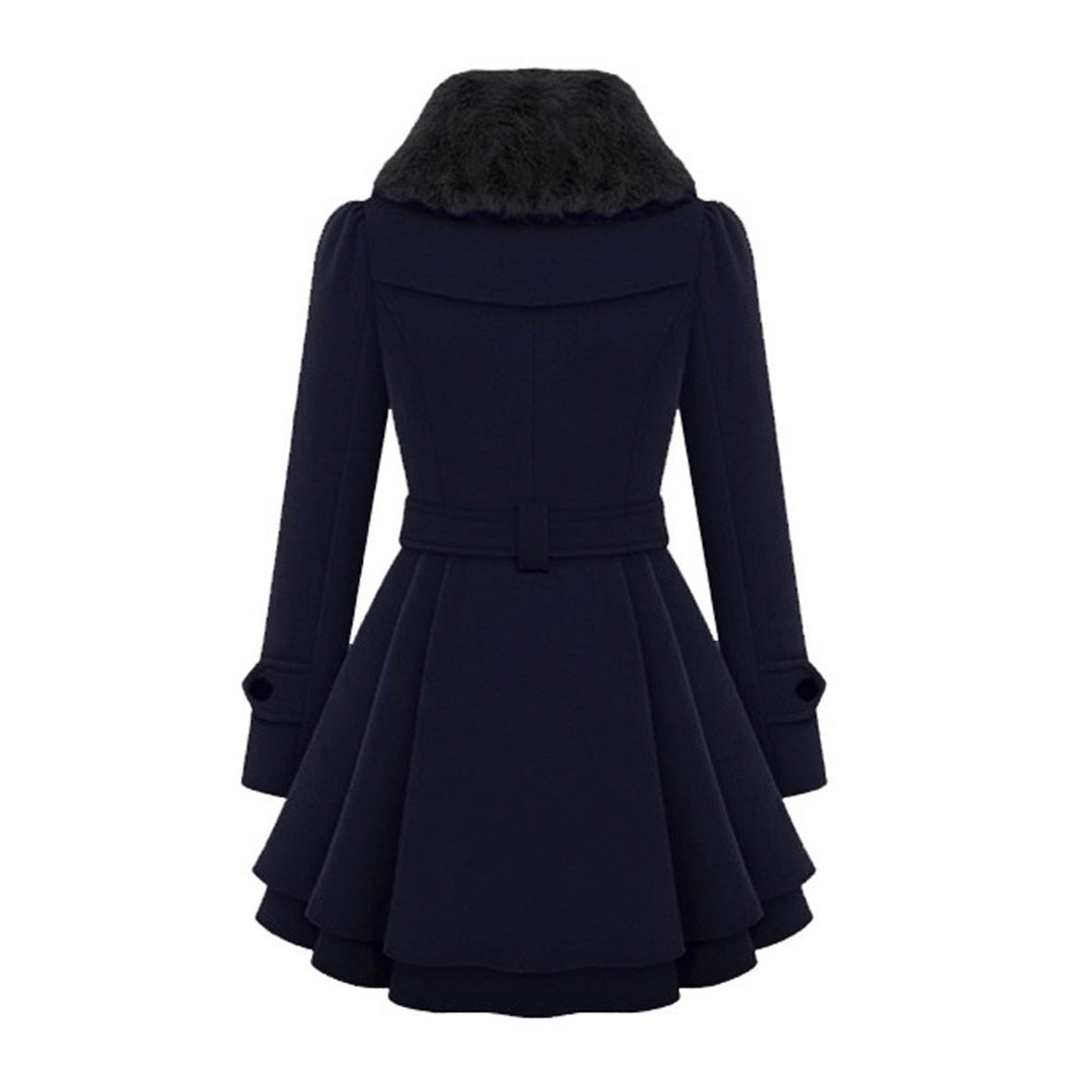 Geacă de iarnă elegantă de damă | La două rânduri de nasturi, cu cordon