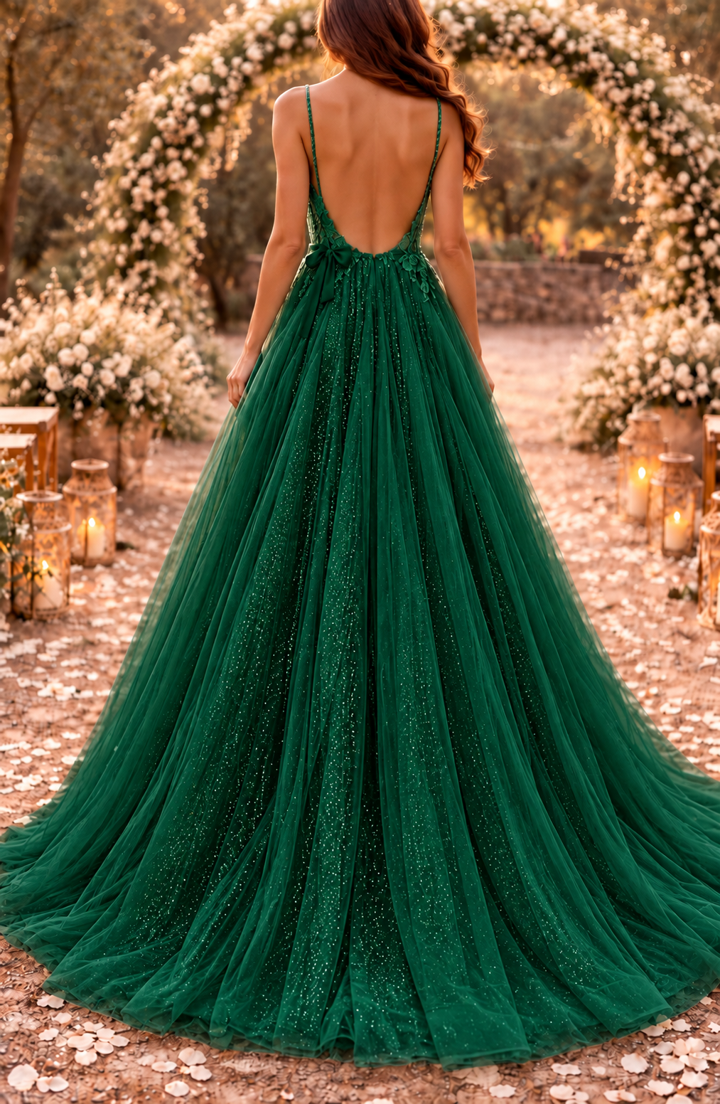 Romantic women's wedding dress with embroidered tulle - Violet
