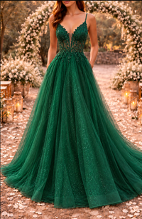Romantic women's wedding dress with embroidered tulle - Violet
