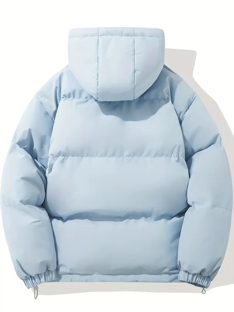 Zip-up quilted hooded jacket