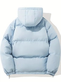 Zip-up quilted hooded jacket
