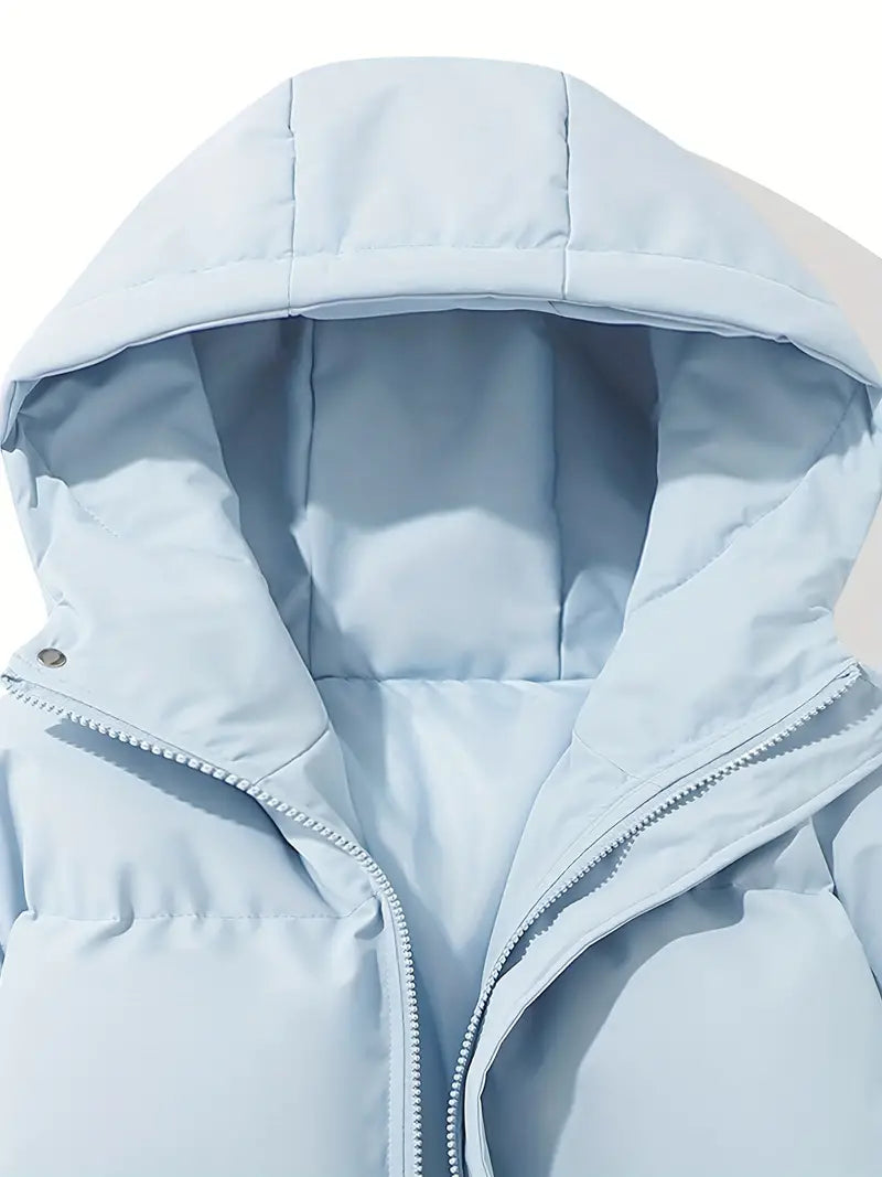 Zip-up quilted hooded jacket