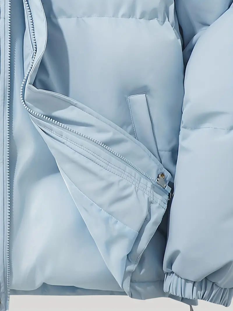 Zip-up quilted hooded jacket