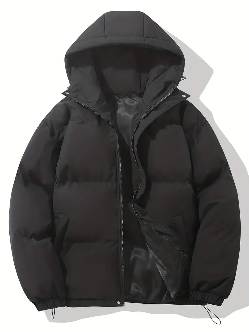 Zip-up quilted hooded jacket