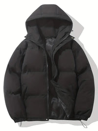 Zip-up quilted hooded jacket