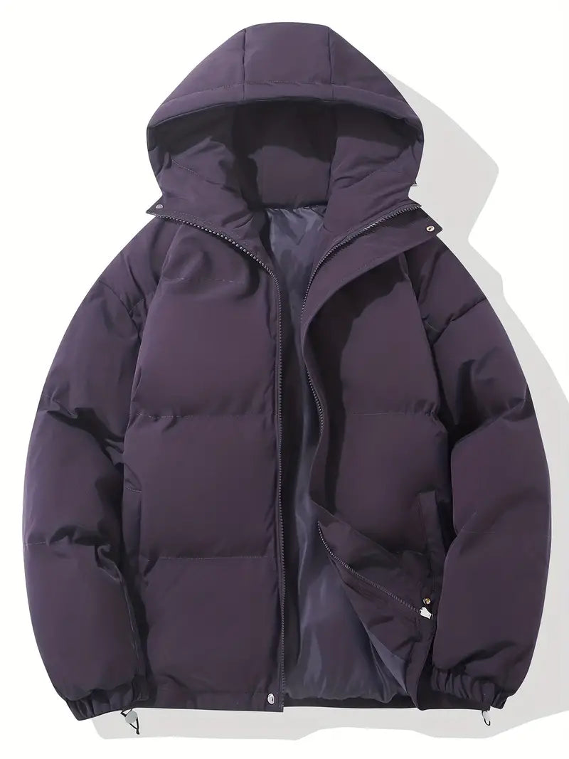 Zip-up quilted hooded jacket