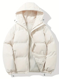 Zip-up quilted hooded jacket