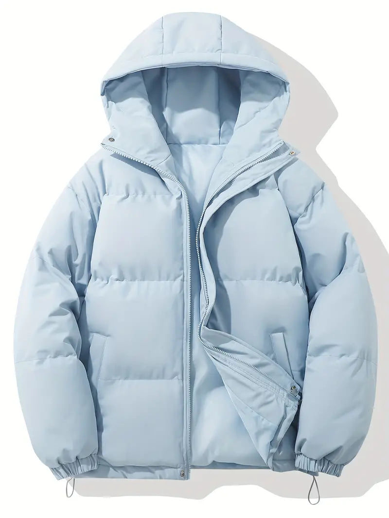 Zip-up quilted hooded jacket