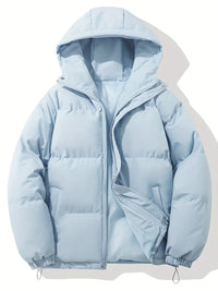 Zip-up quilted hooded jacket