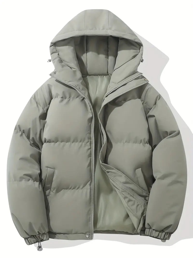 Zip-up quilted hooded jacket