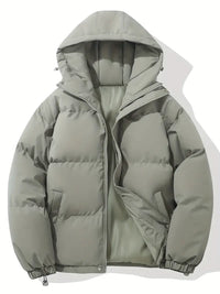 Zip-up quilted hooded jacket