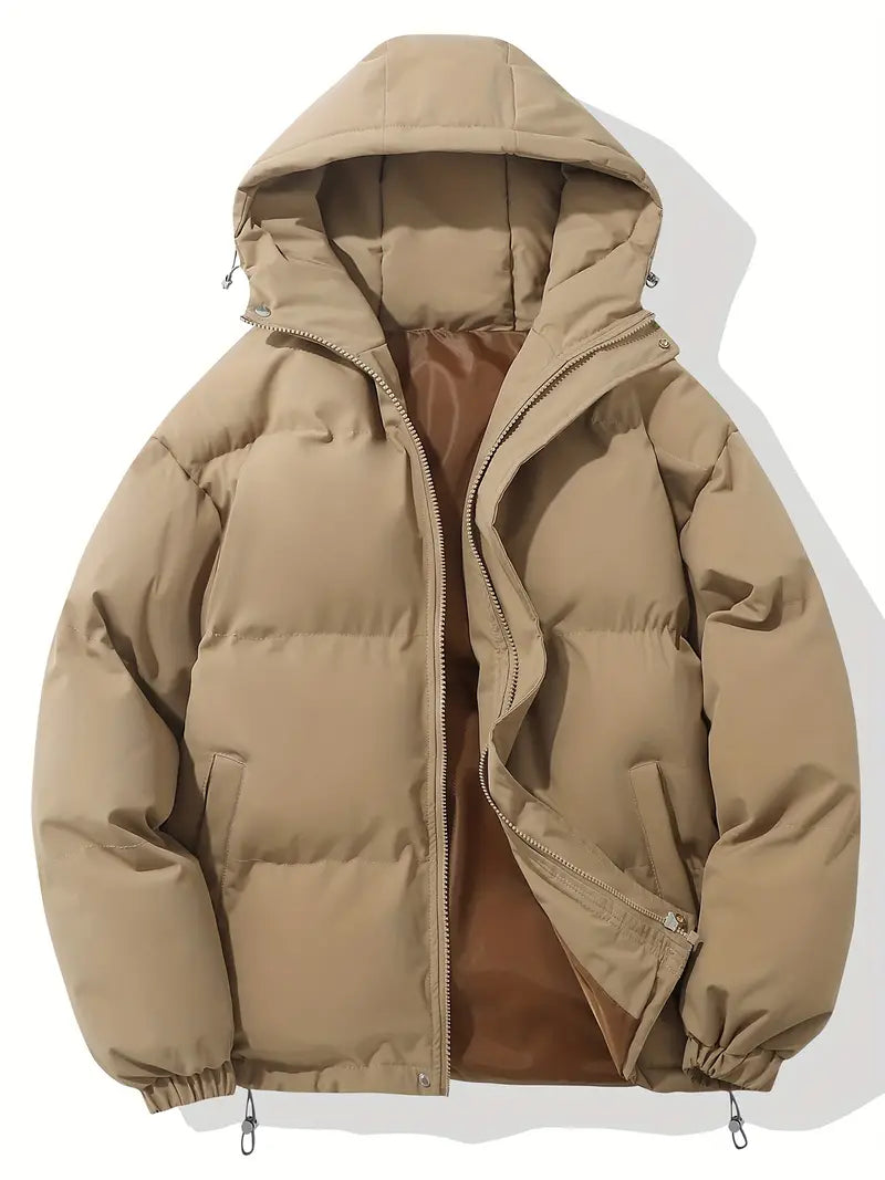 Zip-up quilted hooded jacket