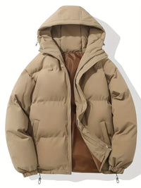 Zip-up quilted hooded jacket